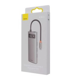 Перехідник USB HUB Baseus Baseus Metal Gleam Series 4в1 (Type-C) (USB3.0+1RJ45) ..